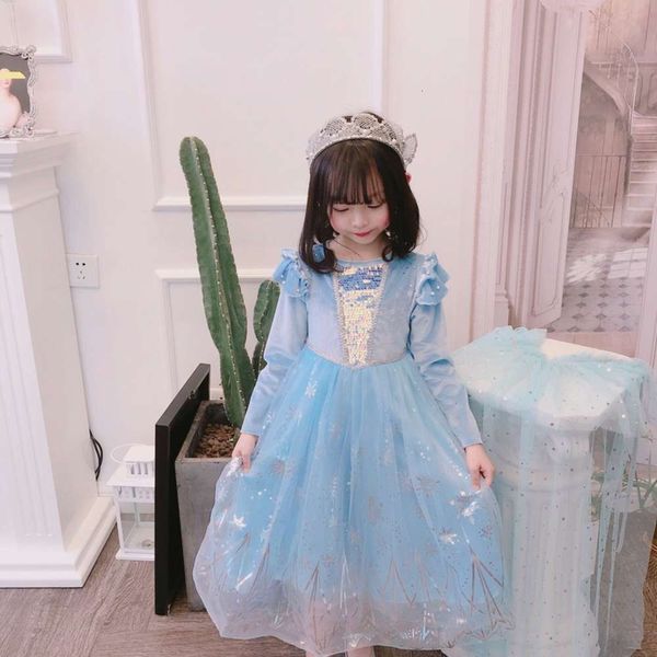 

aisha girls' new long sve princs drs in autumn 2020, Red;yellow