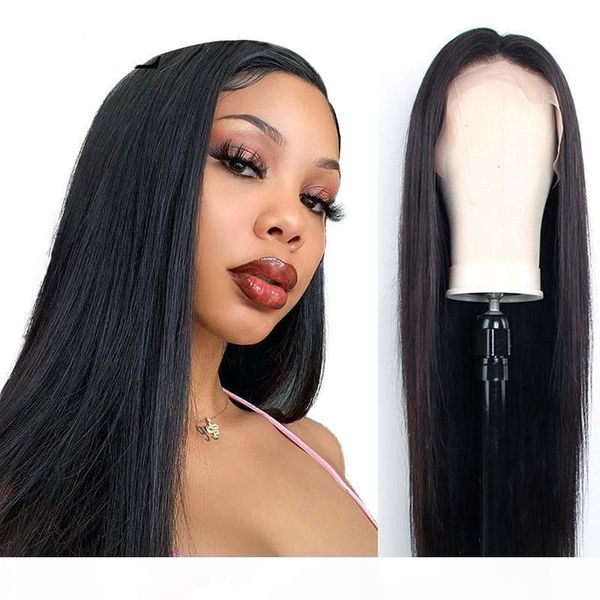 

full lace wig pre plucked natural hairline with baby hair long straight lace front human hair wigs for women peruvian remy hair, Black;brown