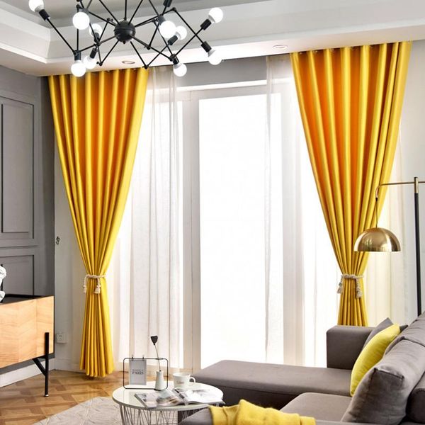 

curtain & drapes high shade blackout curtains for living room yellow solid color thick bedroom kitchen fabric cortinas zh455y