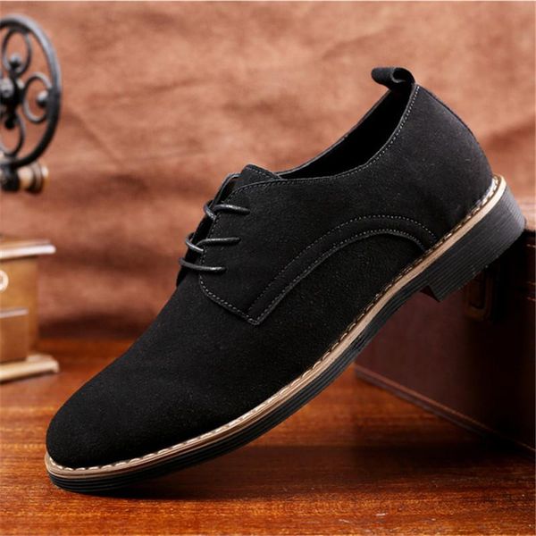 

2020 men shoes england trend casual shoes male suede oxford wedding leather dress men flats zapatillas hombre plus size, Black