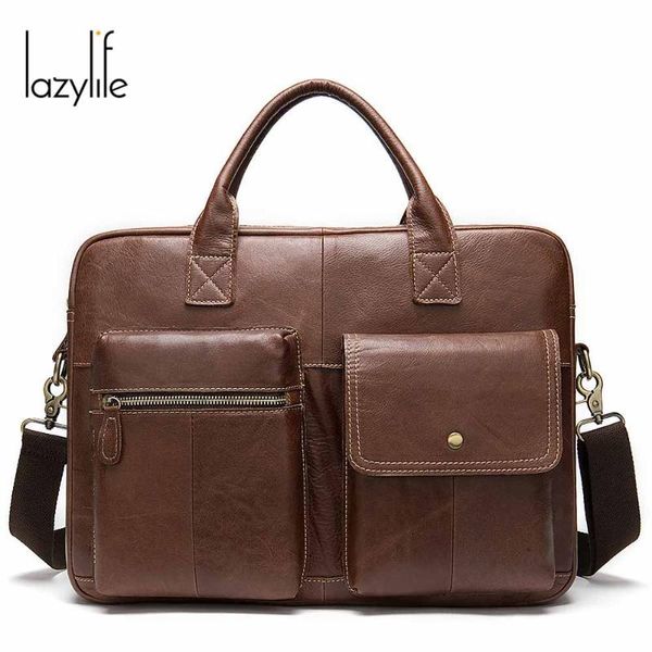 

lazylife briefcase mens genuine leather handbags crossbody bags men's luxury business messenger bags lapbag