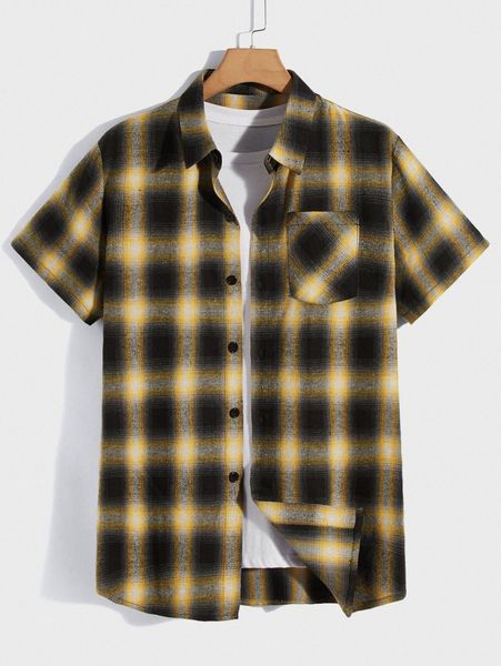 

romwe guys plaid shirt without tee k22r#, White;black