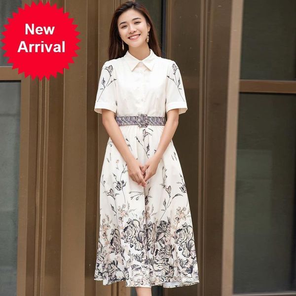 

summer 2021 new fashion feminine impression of luxury short sleeve thin midi dressed in brand design belt dress party dtgh, Black;gray