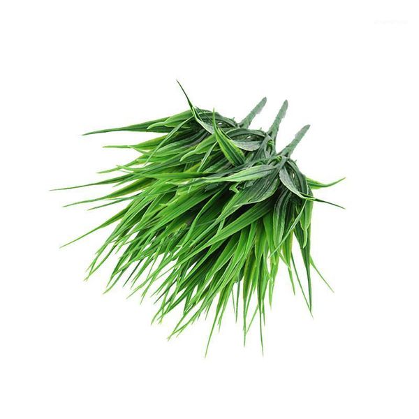 

4pcs artificial outdoor plants fake plastic greenery shrubs wheat grass bush plant potted simulation grass 7 fork spring1