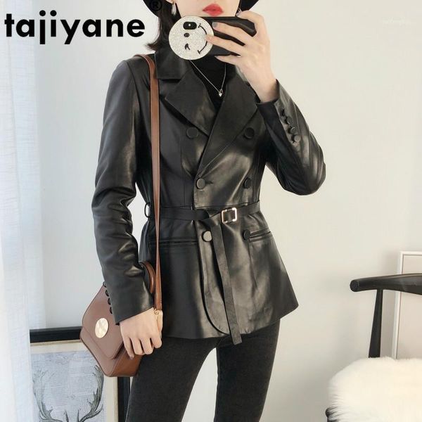 

tajiyane autumn women's leather jacket sheepskin coat real leaher jacket woman coat motocycle jackets mujeres abrigos wpy7531, Black