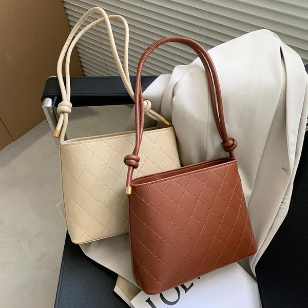 

fashion lattice pattern crossbody handbag women pu leather solid color simple casual shoulder purse female portable travel totes