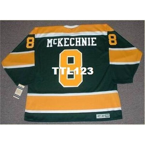 

121 #8 walt mckechnie california golden seals 1972 ccm vintage hockey jersey or custom any name or number retro jersey, Black