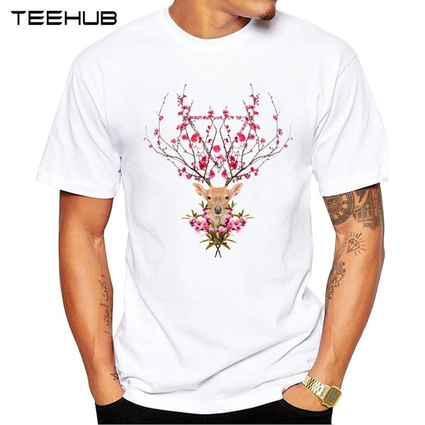 

teehub hipster spring deer футболка с коротким рукавом забавный цветок deer printed tops новые поступления тройник охладить t рубашки спорта