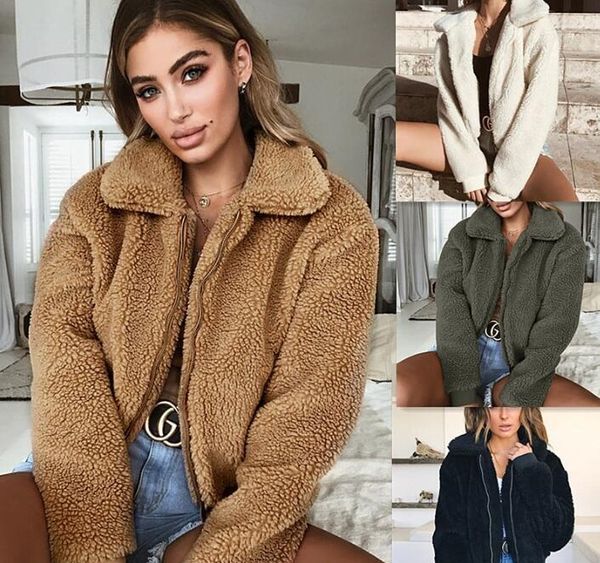 

new women's autumn winter warm velvet lapel jacket parka jacket coat long sleeve zipper outerwear, Black;brown