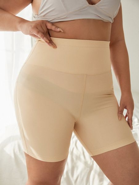 

plus plain shapewear shorts 73gi#, Black;white