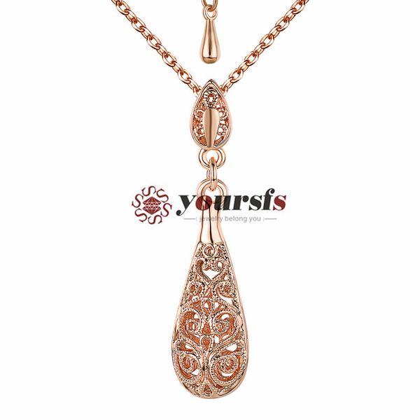 

yoursfs filigree jewelry for women filigree hollow teardrop cz pendant necklace, Silver