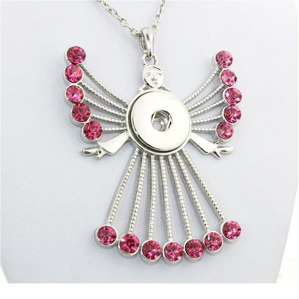 

2016 crystal wing metal snap button jewelry female angel pendant &necklace oem, odm ne249 (fit 18mm snaps) one directio bbywxf, Silver