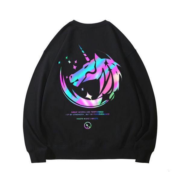 

2021 new fashion brand hoodies spring autumn hip hop loose black luminous casual men's sweatshirts punk streetwear clothes op8f