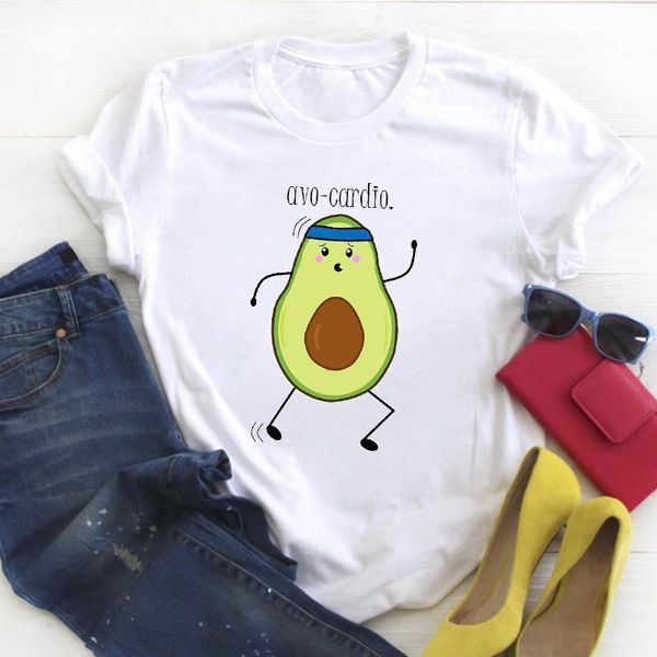 

women avocado style printing fashion print cartoon summer female t tee ladies tshirt womens shirt clothes graphic t-shirt, White