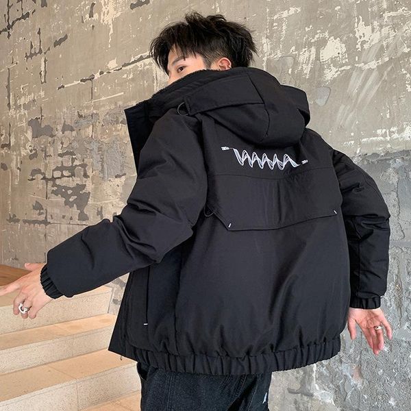 

winter clothes man trend easy thickening increase down loose coat student down cotton winter clothes cotton-padded jacket1, Black