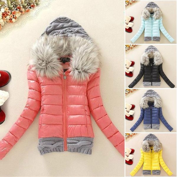 

fashion solid women casual thicker winter slim coat overcoat, Black