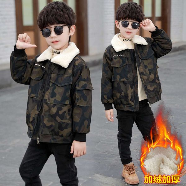

children's wear boys' winter thickened camouflage coat, Black