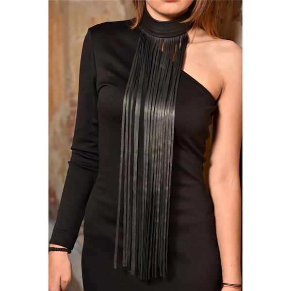 

yd&ydbz new tassel long necklace women leather necklaces 6 colors fashion high street jewelry harness neck choker gothic style v191031, Silver