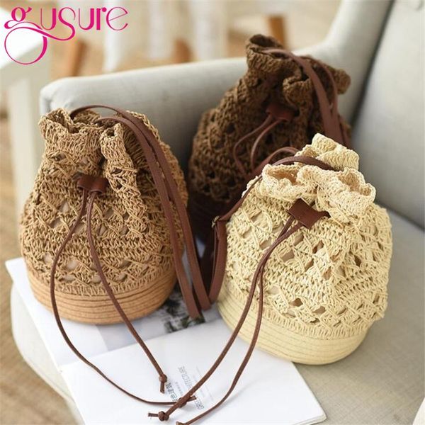 

gusure модные горячие крючком hollow bucket crossbody сумка летние каникулы для девочек сумки на ремне путешествия стро drawstring повседнев
