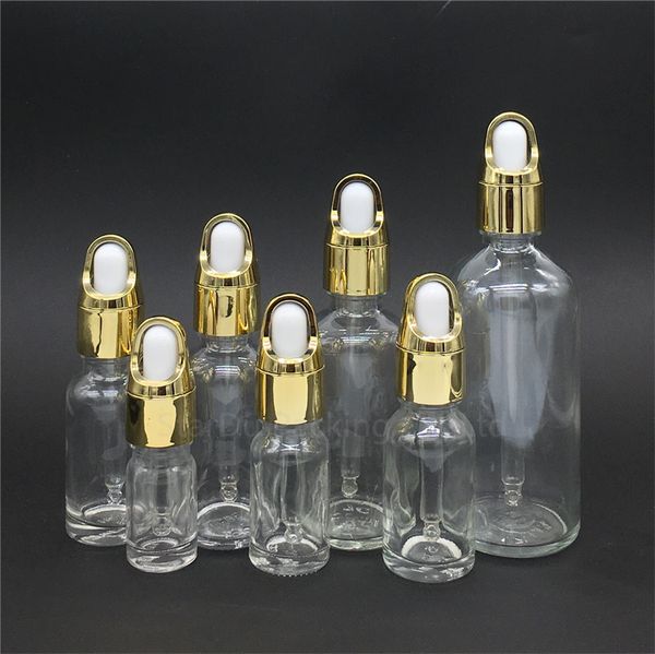 

10pcs /lot 5ml,10ml,15ml,20ml,30ml,50ml,100ml transparent glass bottle dropper essential oil bottle, reagent eye perfume bottles 201012