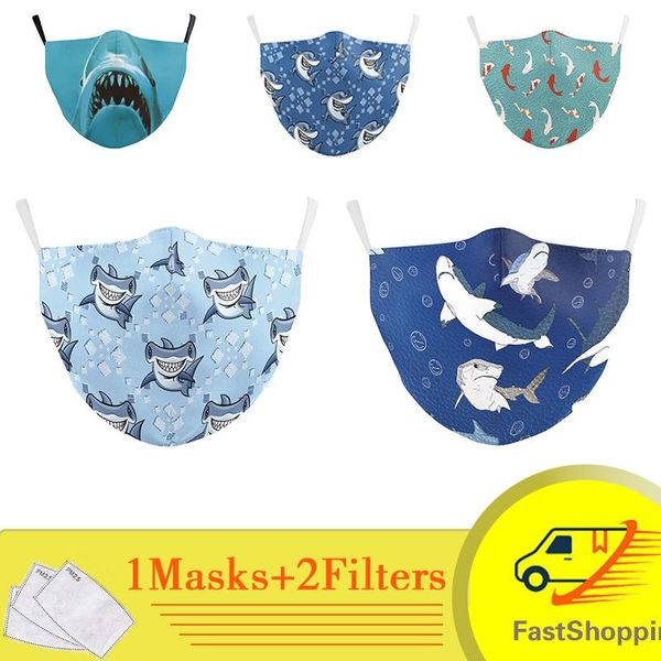 

акула печати маски cotton face pm25filter взрослые лица маски мода дышащий ветрозащитный dust proof рот многоразовые маски для лица yxltid m