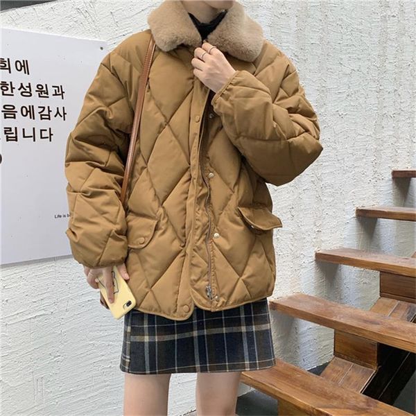 

winter diamonds coat women cotton thick 2021 warm loose casual jacket fashion womens outwear feminina new basic jackets, Black