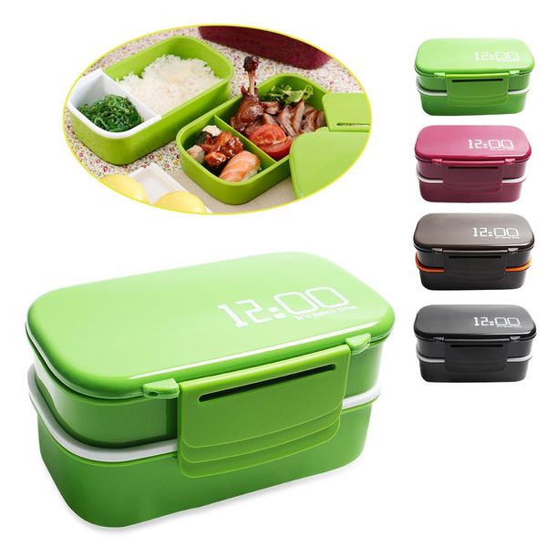 

1410ml double layer kids lunch box пластиковые творческий обед время коробки bento микроволновая печь контейнер еды с вилкой и ложкой jllqht