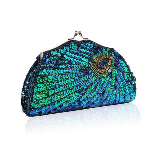 

glitter shinny clutch bag luxury peacock pattern evening bags designer ladies banquet clutches elegant shoulder bags party pouch1