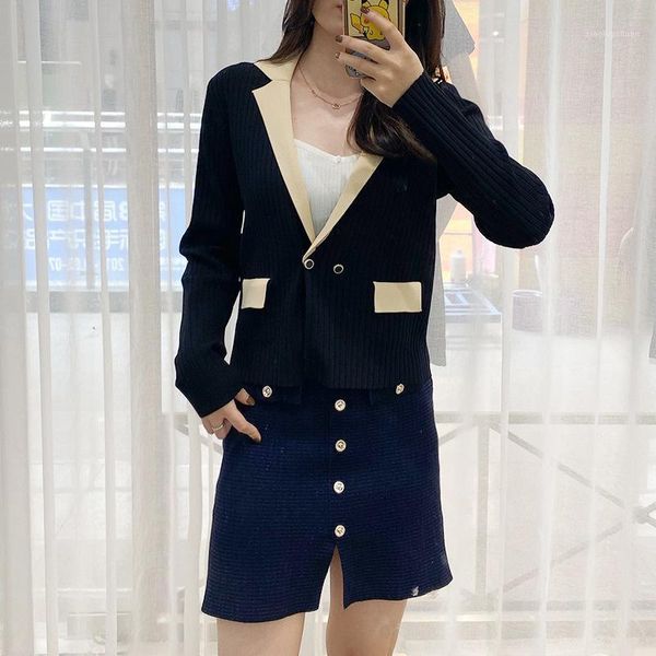 

superaen 2020 autumn winter new style notched solid knitted cardigan coat women's loose casual, White