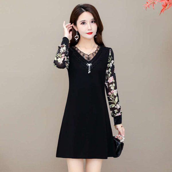 

style new large fat mm women's dress in early autumn of 2020, Black;gray