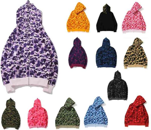 

mens shark hoodie embroidery teenager blue pink bathing black ape male tide men 's couples camouflage drake ovo jackets s-3xl