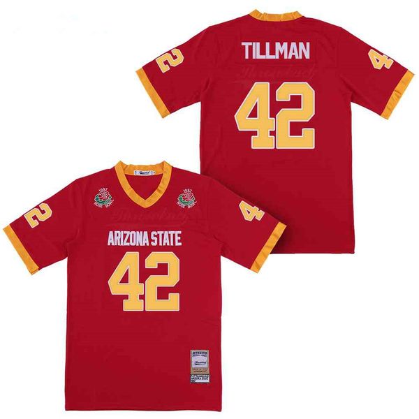 University Football Arizona State Sun Devis 42 Pat Tillman Trikot College Herren Teamfarbe Rot All Ed Atmungsaktiv Hervorragende Qualität