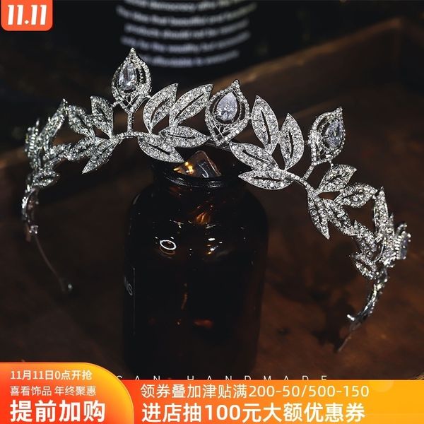 

новые лепестки изысканного сплава и листы полукруглой короны невеста свадебного головного убор фото кусок образец с макияжем моделированием, Silver