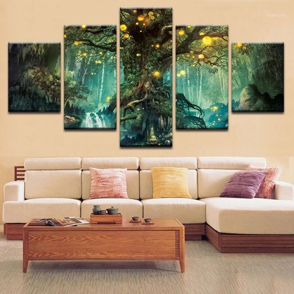 

paintings home decoration modern canvas hd printed abstract tree landscape wall art painting for living room framed modular picture1