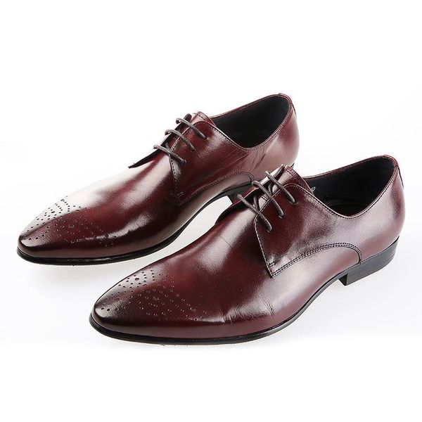 

men's wedding shoes leather shoes men's formal wear work wear fashionable leather oxfords chaussure homme lace-up, Black
