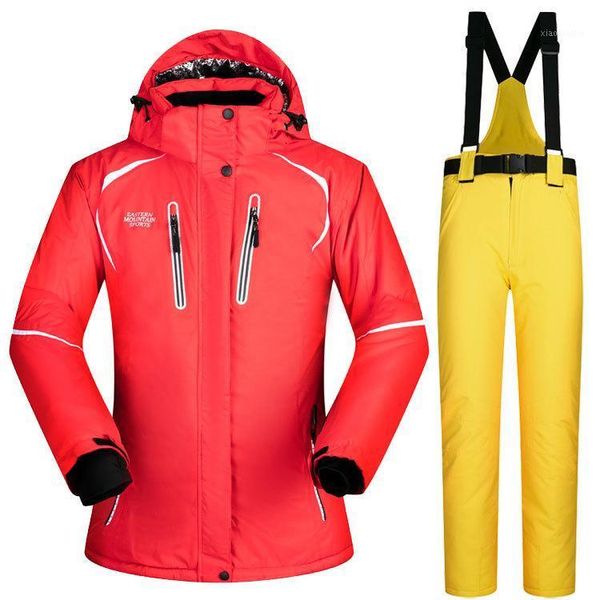 

large size thick solid color ski suit women's suit, windproof and waterproof1