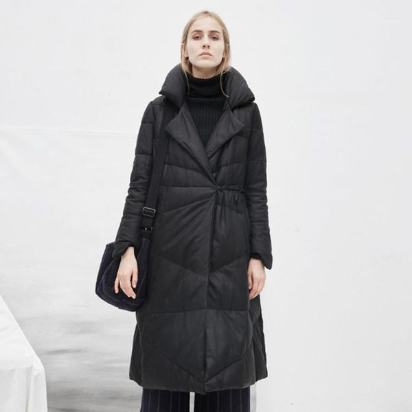 

winter 2019 new fashion women's black oversize loose cotton padded jackets street wear simple female casual long parkas overcoat1