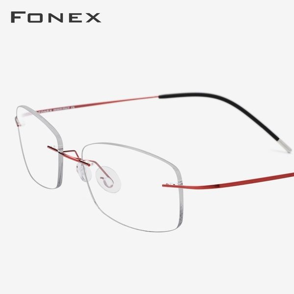 

titanium alloy eyeglasses frame women prescription square eyewear women's ladies rimless myopia optical glasses frames 62104 t200428, Silver