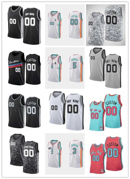 

75th custom men women youth san antonio's spurs's 23 zach collins 45 tomas satoransky 33 tre jones 34 jock landale basketball jers, Black;red