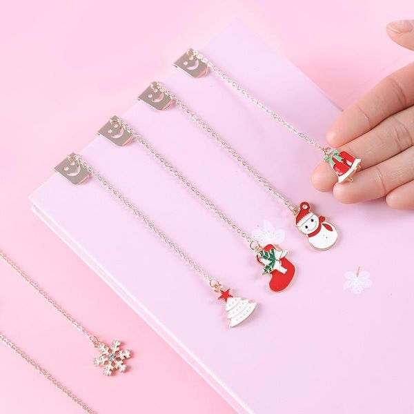 

christmas bookmark pendant cute metal book mark cartoon xmas holiday stationery creative page folder gift decorative school1