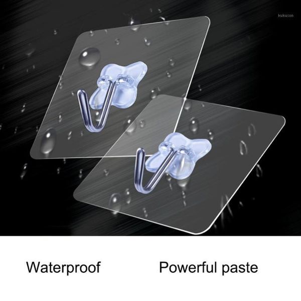 

10pcs strong adhesive kitchen clasp transparent non-marking towel clasp (random color)1