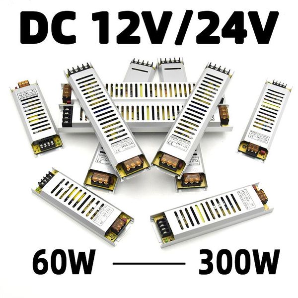 

ультра тонкий светодиодный источник питания dc12v 60w 100w 150w 200w 300w адаптер светодиодное освещение трансформатор 220v 12v 24v для прок