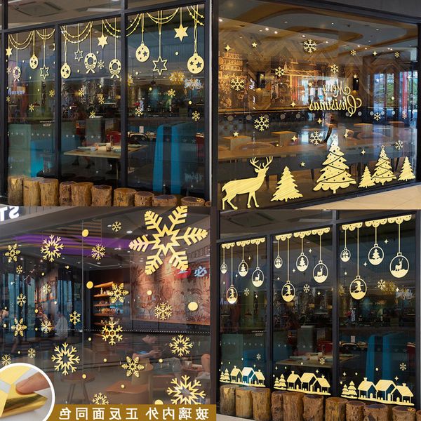 

and same sided color christmas sticker double shopping mall shop kindergarten glass l window decoration