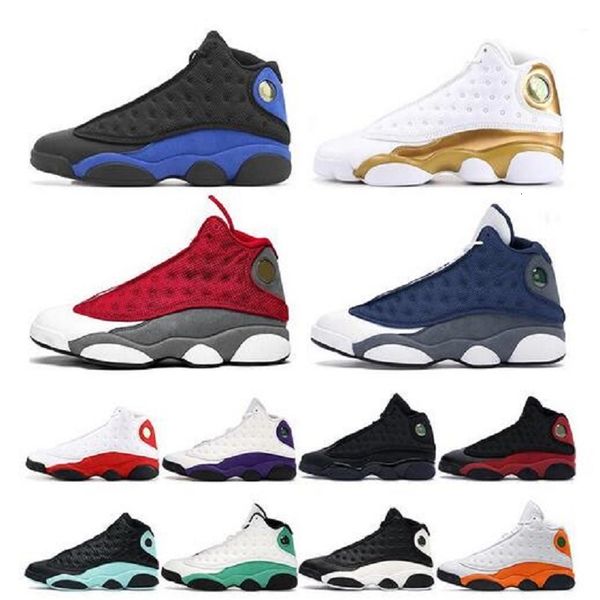 

mens basketball shoes 13s jumpman 13 hyper royal flint black cat bred court purple chicago lucky green playground men trainers sport sneaker, White;red