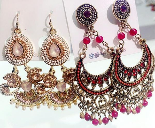 

10pairs/lot bohemian fashion dangle earrings for craft jewelry earring gift mix style ea085, Silver