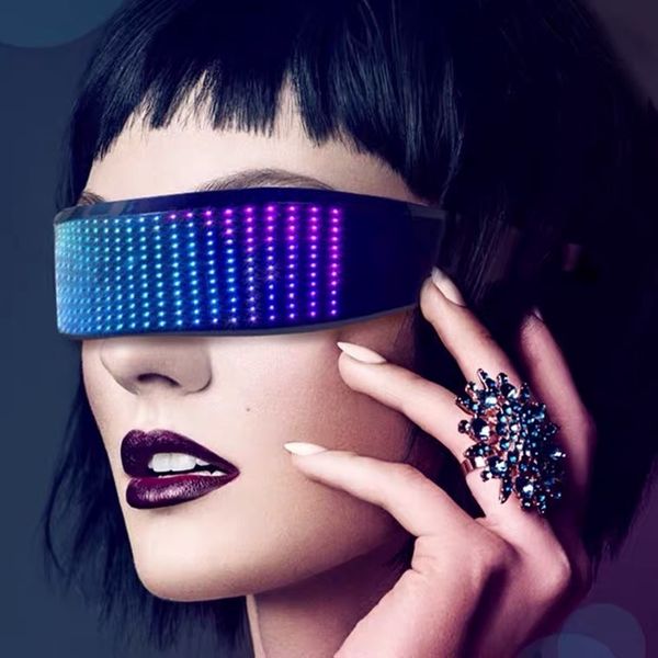 

original 1010 rgb led party glasses bluetooth app control shield luminous glasses diy app control cyberpunk party bar vs sunglasses
