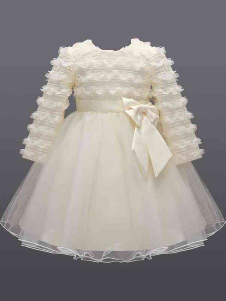 

baby appliques lace insert bow side mesh gown dress she, Red;yellow