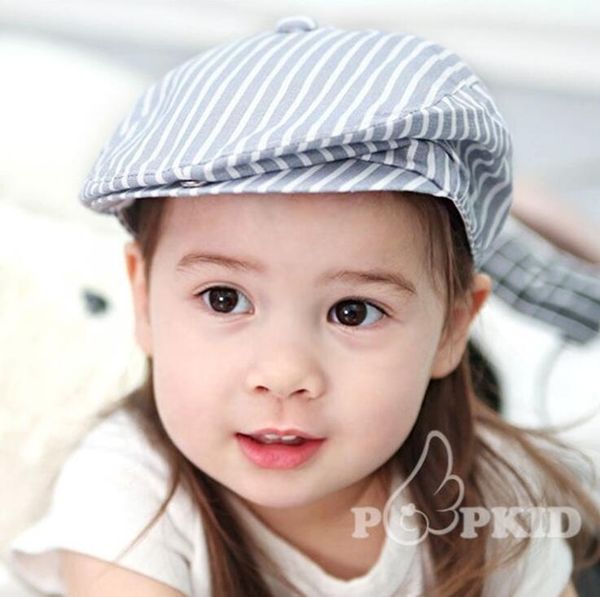

children stripe classic style baby fashion cap toddler summer berets baby hat boy caps for child girl berets kids hats, Blue;gray
