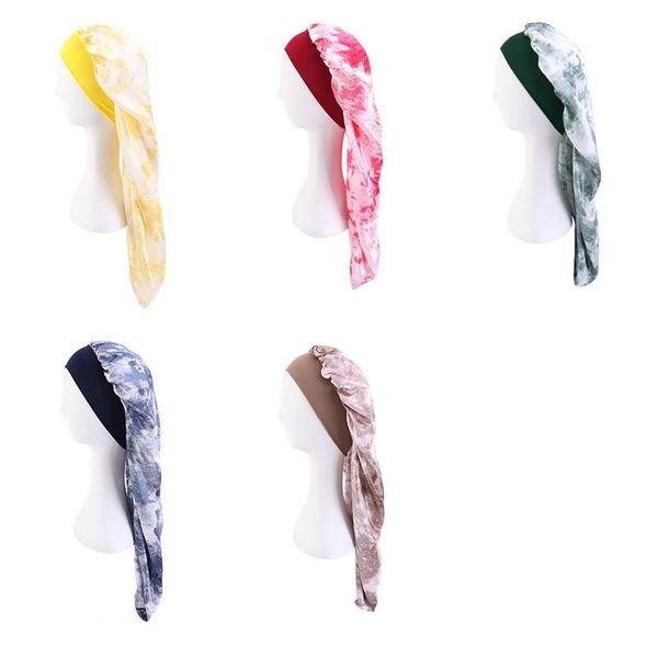 

beanie/skull caps long satin bonnet sleep hair cap with band care night for women chemo styling accessories, Blue;gray