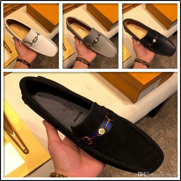 

bs men loafers genuine leather breathable men's casual shoes men driving oxfords shoe flats moccasins shoes 22, Black
